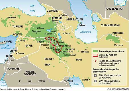 Carta dei territori popolati dai curdi